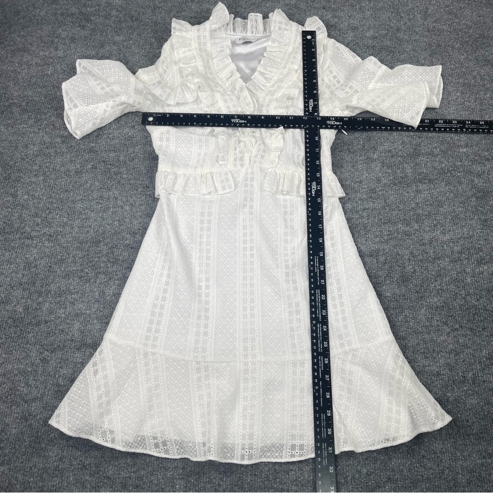 bebe White Eyelet Ruffle Midi Dress - Picture 3 of 11